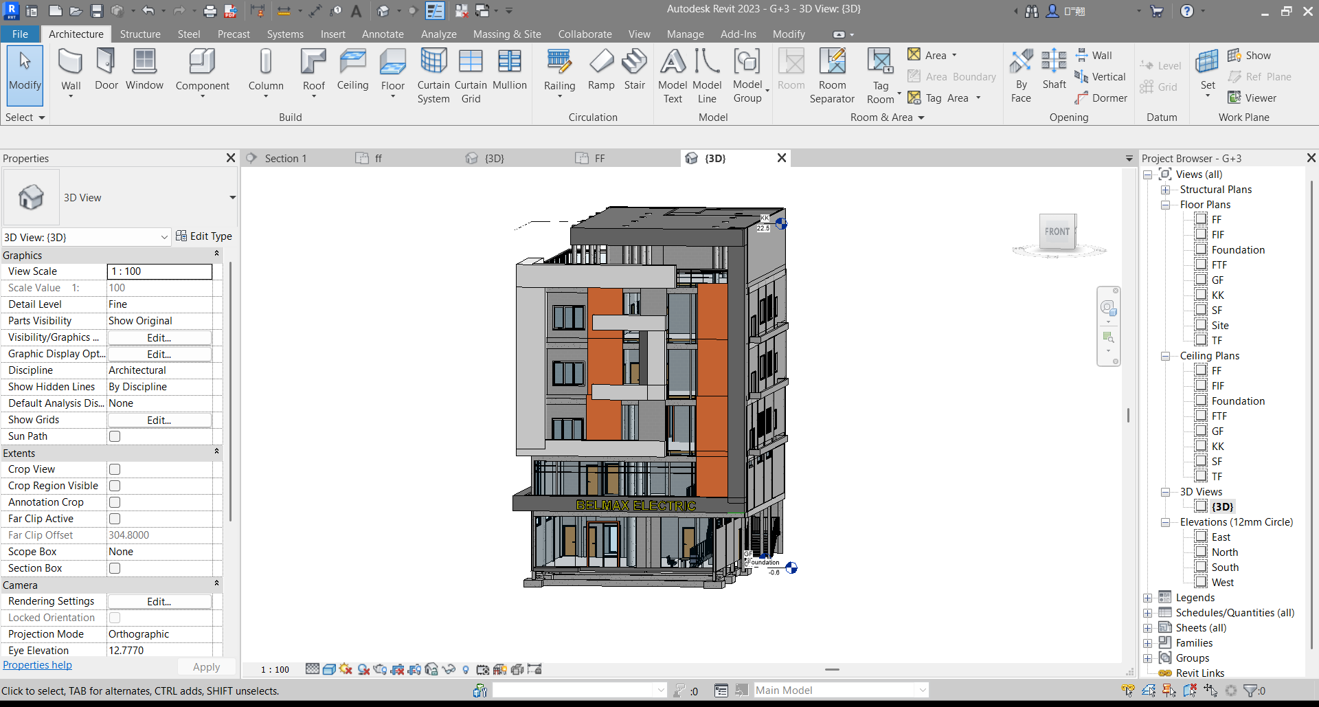 Autodesk Revit 2023 - [r project 2 - 3D View_ {3D}] 18_06_2026 02_45_03